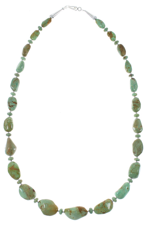 Navajo Sterling Silver Kingman Turquoise Bead Necklace AX85149